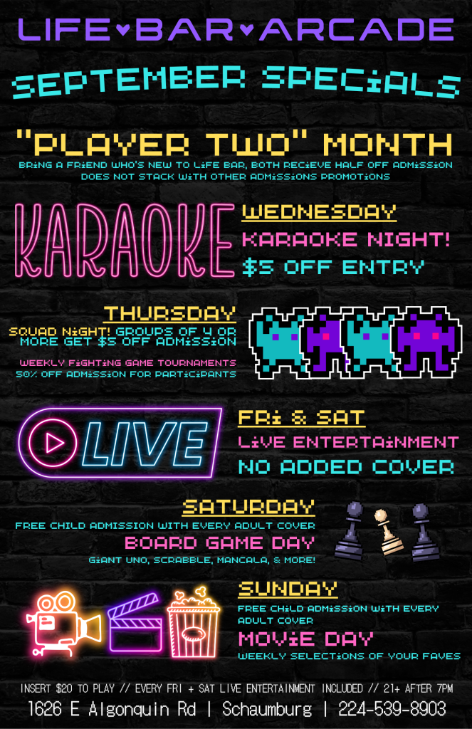 September Specials | Life Bar Arcade